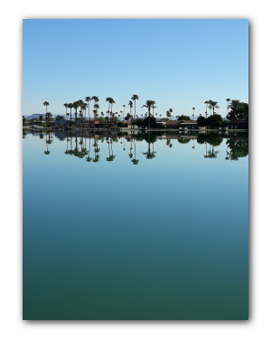 Serene view of Dawn Lake in Sun City AZ